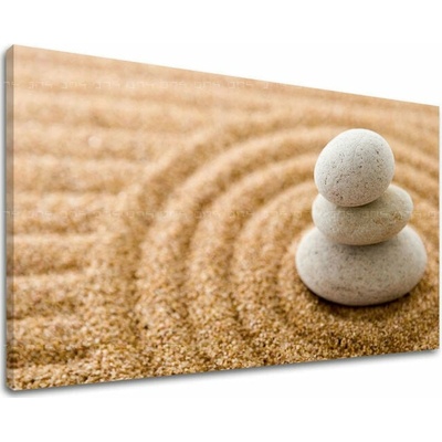 Papilora Obraz zenovej záhrady v pieskových tónoch na plátne – Feng Shui - 30x40 cm