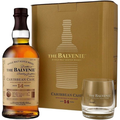 Balvenie Caribbean cask 14 Y.O. se skleničkami 43% 0,7 l (kazeta)