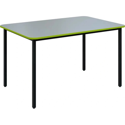 JSBR 130 N jídelní stůl kovová podnož černá deska 18 mm deska šedá s hranou jarní zeleň 1300 x 900 mm