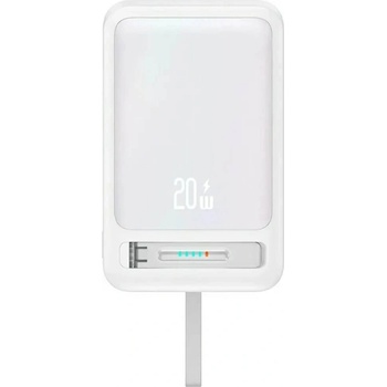 USAMS Преносима външна батерия с USB-C порт и безжично зареждане с MagSafe - Usams XM Series CD219 Wireless Charging Power Bank 10000 mAh 22.5W (бял) (USA1295)