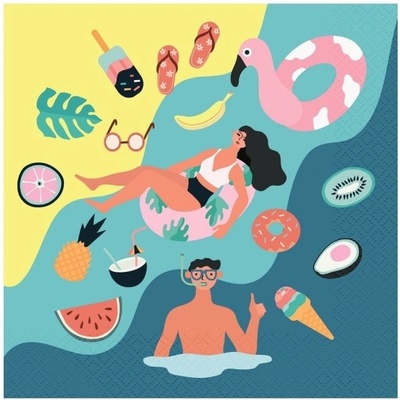 Godan Ubrousky papírové Summer Let´s Party pláž 33x33cm 20ks