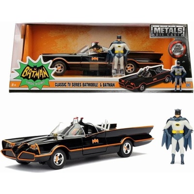 Dickie Toys Batman 1966 Classic Batmobile 1:24odlievané auto s otváracími dverami vrátane figúrky Batmana253215001