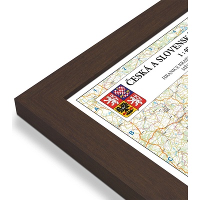 Excart Maps ČR + SR - nástěnná mapa 200 x 140 cm Varianta: mapa v dřevěném rámu, Provedení: Pegi skořice