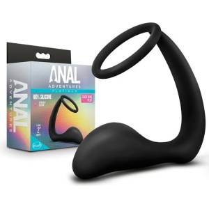  Простатен стимулатор с пенис ринг, 10, 1см. - Anal Adventures (BLUSH01283)