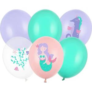 PartyDeco Комплект латексови балони - Морски свят 6 бр