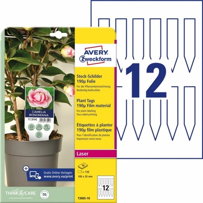 Avery Zweckform T3005-10 Fóliové zapichovací štítky 20x100 mm 120 ks bílé