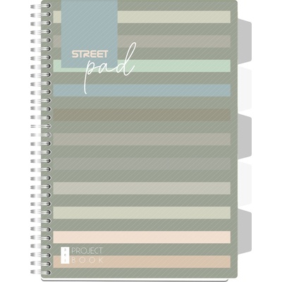 STREET Тетрадка Street Pad, А4, сп, PP, 100л, ШР, ленти/з (30655-А-STRIPES ЗЕ)