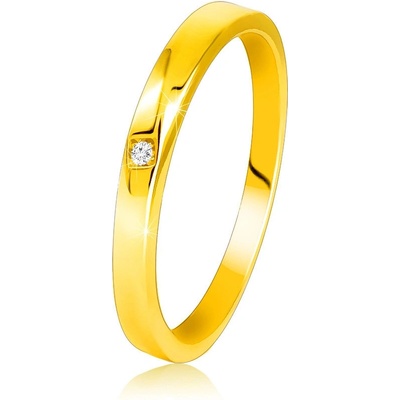 Šperky Eshop Prsten ze žlutého zlata jemně zkosená ramena čirý zirkon S4GG246.67