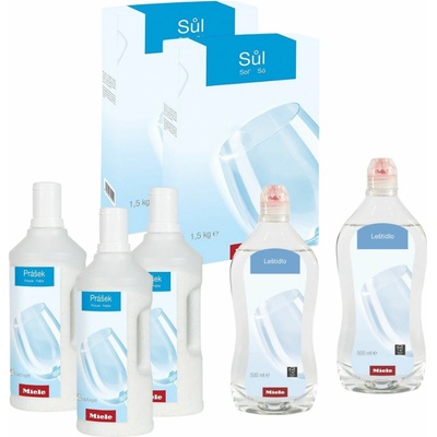 SET 3x Prášek do myčky Miele + 2x Miele Sůl do myčky 1,5 kg + 2x Miele Leštidlo do myčky 500 ml