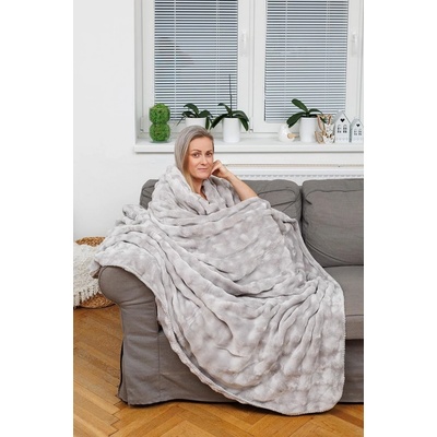 Sleep-well Luxusní deka mikroflanel/mikroplyš Stella design obláčky světle šedá 150x200