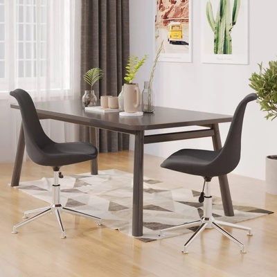 vidaXL Въртящи се трапезни столове, 2 бр, тъмносиви, текстил (338361)
