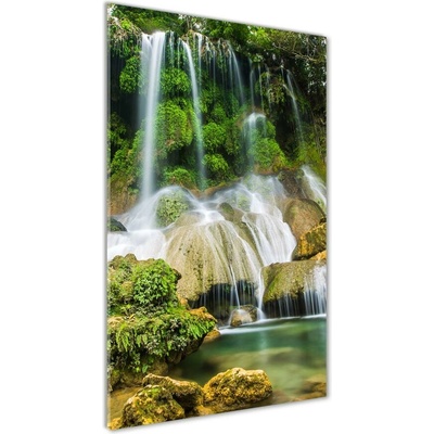 Vertikálny foto obraz sklo tvrdené Vodopád v džungli 50x100 cm