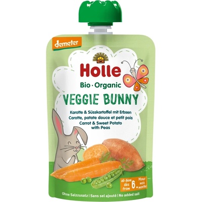 Holle пюре пауч зеленчуци, моркови, сладки картофи и грах 100г