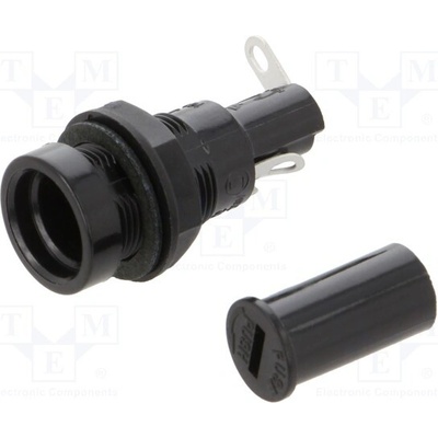 ESKA 502630 Zásuvka; 5x20mm; 10A; 250VAC; na panel; termoplast; Otv: Ø12,7mm