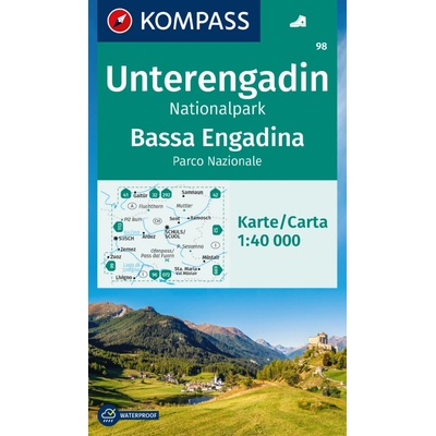98 Unterengadin, Engiadina Bassa, Nationalpark 1: 40 000 KOMPAS