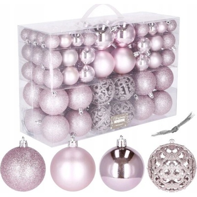 SPRINGOS Maxi 100-dielna sada vianočných ozdôb ružová