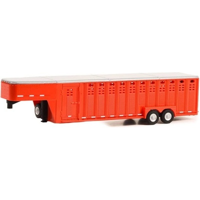 GreenLight Přivěs 26' Vertical Three Hole Gooseneck Livestock Trailer červený 1:64