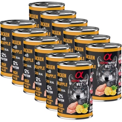 Alpha Spirit Кучешка Консерва Пиле и Ананас 12 x 400 г