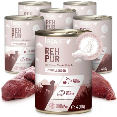 Reavet 100% čisté maso pro nutričně citlivé psy srnčí 400 g