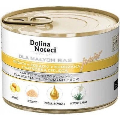 Dolina Noteci Premium Small Breed Junior Dog Chicken Gizzards & Veal Liver 10 x 185 g