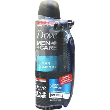 Dove Men+Care Clean Comfort antiperspirant sprej 150 ml + holicí strojek dárková sada