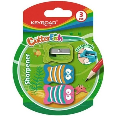 Strúhadlo KEYROAD CUTTER FISH plastové, blister 3 ks, mix farieb