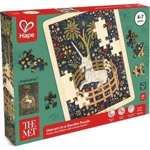 Hape Дървен пъзел Hape International The Met - Еднорог в градина, 49 части (H1469) - baby