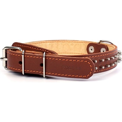 COLLAR Кожен нашийник collar с шипове, двуреден 48 - 63 см, кафяво