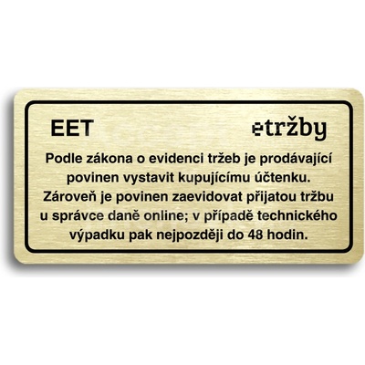 ACCEPT Piktogram EET - běžný režim - zlatá tabulka - černý tisk