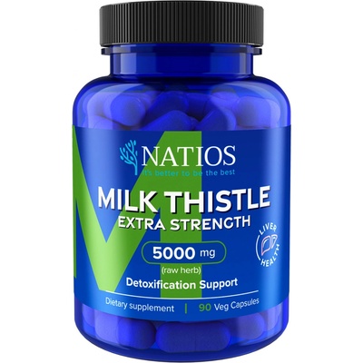 NATIOS Milk Thistle Extract Ostropestřec 5000 mg Extra Strength 90 veganských kapslí – Zbozi.Blesk.cz