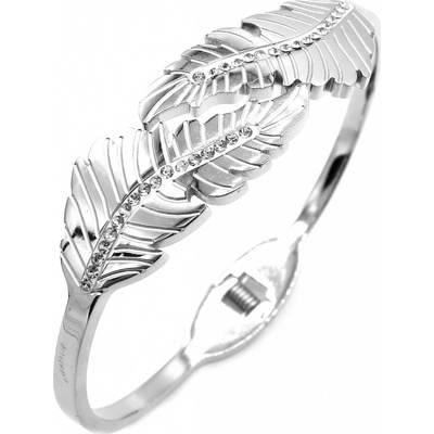 Steel Jewelry náramek pírko s krystalky z chirurgické oceli NR220230