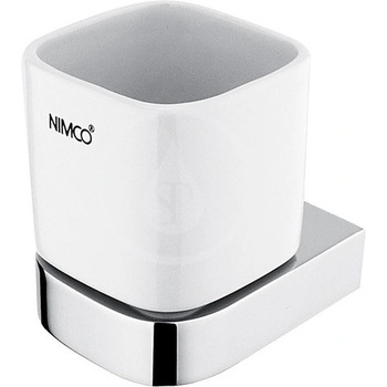 Nimco Nikau Pohárik na kefy a pastu s držiakom, biela keramika/chróm NK 30058K-26