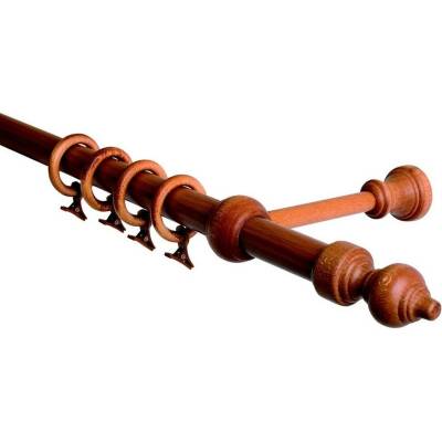 OK-GarnýžeCZ Garnýž jednořadá 28mm třešeň 290 cm do stěny / kroužky s žabkou