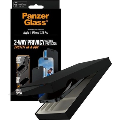 Panzer Стъклен протектор PanzerGlass - Privacy, Ultra-Wide Fit, iPhone 17/16 Pro, прозрачен (5715685030529)