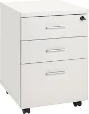 @work Контейнер 3 чекмеджета и заключване бял
