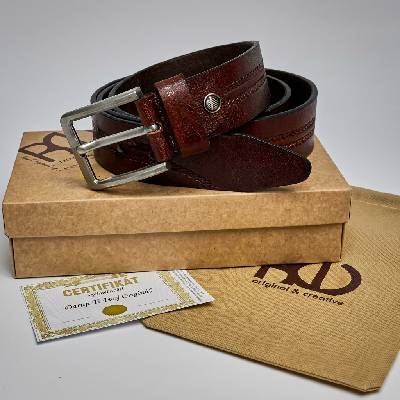 Bordo vínový luxusní kožený pásek s vlastním MONOGRAMEM