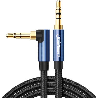UGREEN ъглов AUX кабел 2 x мини жак 3.5mm 1.5m син (AV112) (60180-ugreen)