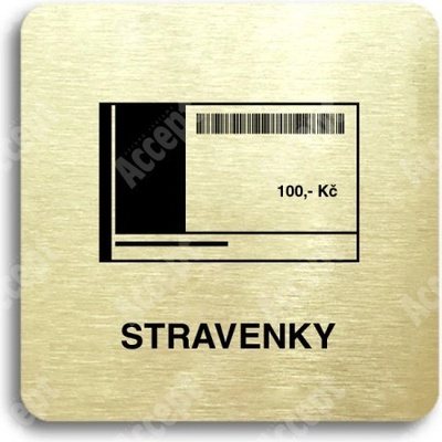 ACCEPT Piktogram stravenky - zlatá tabulka - černý tisk bez rámečku