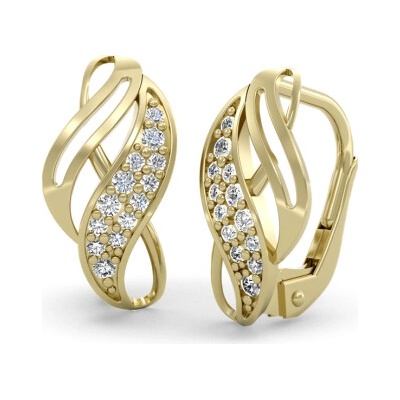 Couple, Visací náušnice Flamma, žluté zlato se zirkony, 585-66-3-0422.0Z00.0.00.001.08