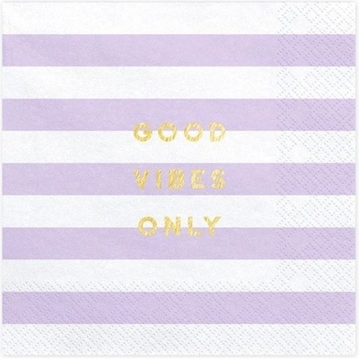 PartyDeco ubrousky YUMMY Good vibes only světlá lila 33x33cm