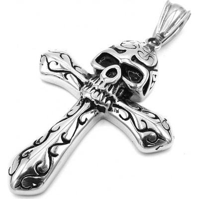 Steel Jewelry přívěsek KŘÍŽ LEBKA Chirurgická ocel PR231127