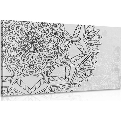 Obraz Mandala v zimním motivu v černobílém provedení - 40x30