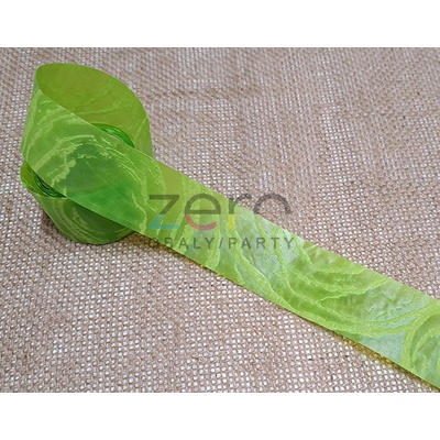 Fólie/stuha dekorační 4 cm x 200 cm - zelená s ornamenty
