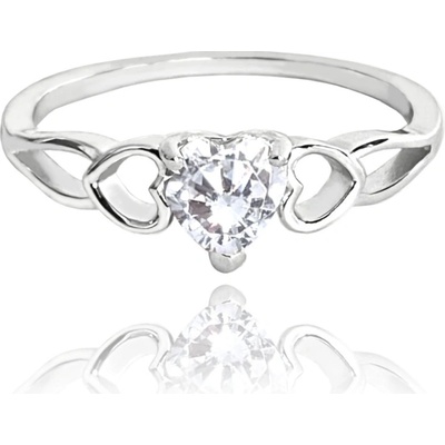 Minet JMAS0181SR Stříbrný prsten LOVE s bilým srdíčkovým zirkonem