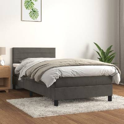 vidaXL 3141334 Boxspring postel s matrací samet / barva Tmavě šedá