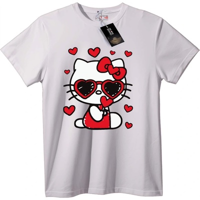 NOONEBRAND Тениска Hello Kitty Сърце Слънчеви Очила - XS, Black
