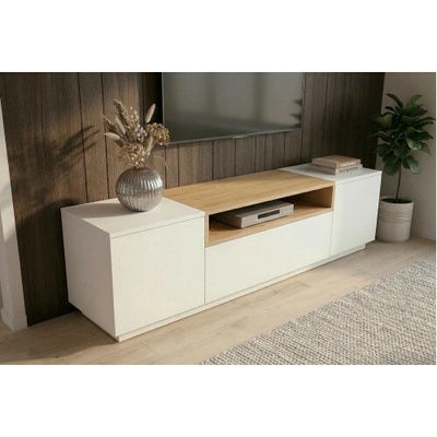 TV skrinka 47810 Loft 160cm Biela/Prírodná Dub Dyha