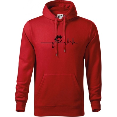 Ekg punk hooded sweater Červená