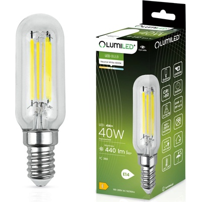 Lumiled LED žárovka E14 T25 4W = 40W 440lm 4000K Neutrální bílá Filament
