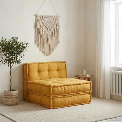 vidaXL Modulární puf žlutý 70x70x36 Látka